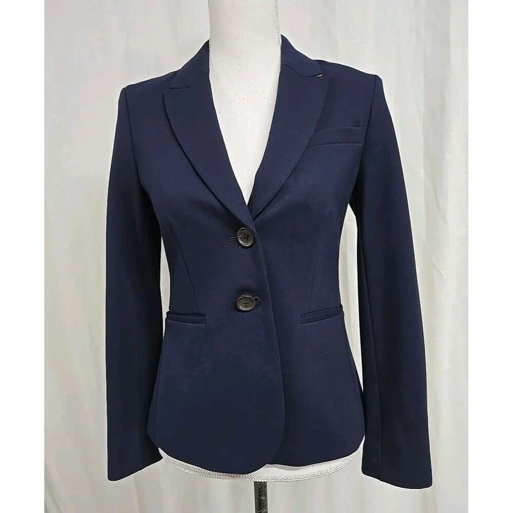 Boden Blazer Suit‎ Jacket Lined Navy Blue Pockets Women’s Size 4 PETITE / XS